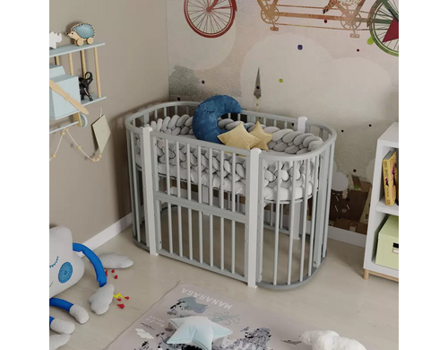 Кроватка-трансформер для новорожденного SoftSpace Eco 5в1 Береза Серый Белый 120х60 см