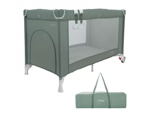 Манеж кровать детский с матрасом Indigo Fortuna с рождения 1 уровень зеленый