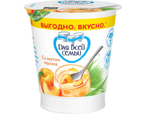 Йогуртный продукт Для всей семьи персик 1% БЗМЖ 290 г