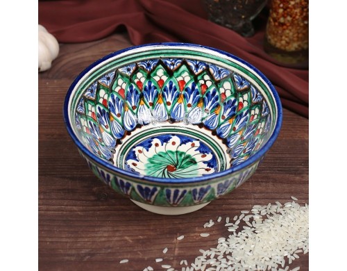 Шафран Коса, "Риштанская Керамика", малая, D 15 см