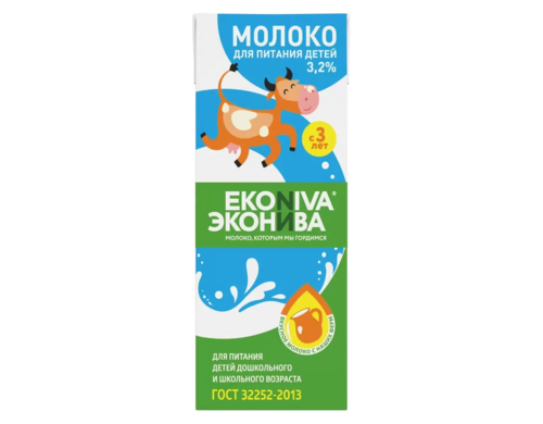 Молоко детское «ЭкоНива» ультрапастеризованное 3,2%, 200 мл