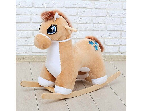 Качалка детская ZABIAKA Лошадка звёздочка музыкальная бежевый