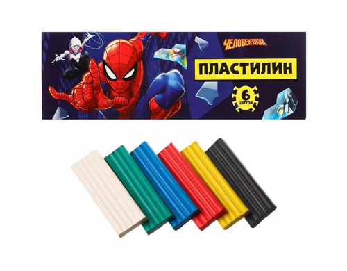 Пластилин 6 цветов 90 г "Человек-паук"