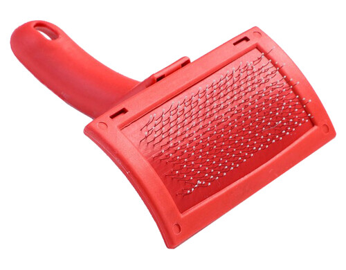 Пуходерка Пижон эргономичная ручка, с каплями, красная, 10х15 см