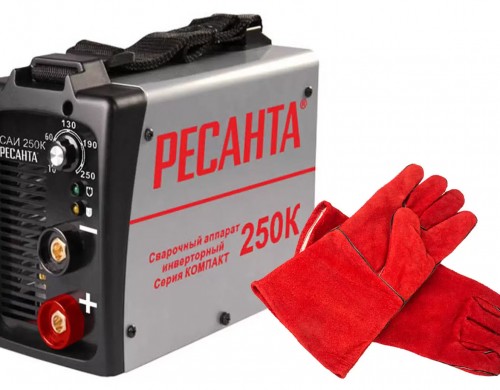 Сварочный инвертор САИ-250К Ресанта + краги