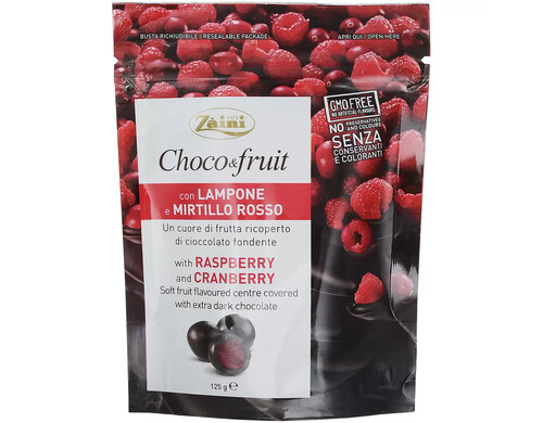 Фрукты в шоколаде Zaini Choco&Fruit клюква, малина, 125г