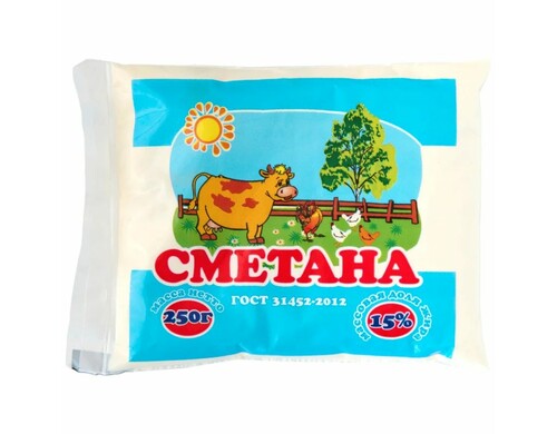 Сметана 15% Ильинское молоко БЗМЖ 250 г