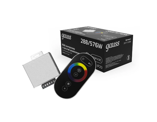 Контроллер RGB  для лент 288Вт/576Вт 12V/24V 24А IP20 с сенсорным пультом (чёрный)