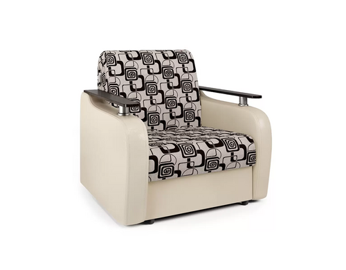 Кресло-кровать Гранд Д экокожа беж и ромб