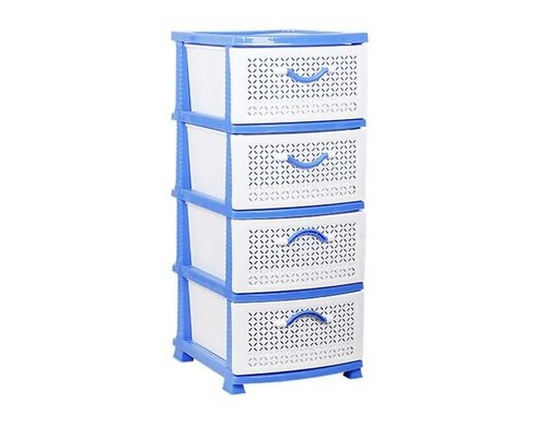 Комод ромашка 4 секции темно-голубой, белый