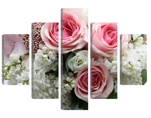 Большая модульная картина ы. Букет из роз и белой сирени. PR-1324 135x100см