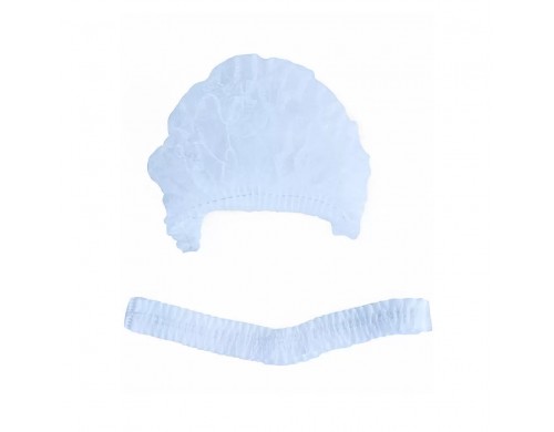 Шапочка - берет голубая пл.15 авт,48см мод.Плиссе 125шт