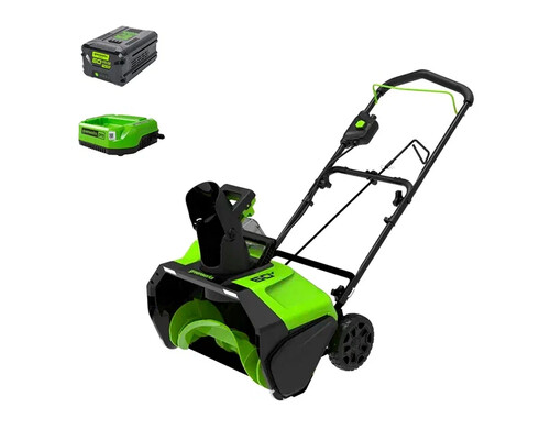 Снегоуборщик аккумуляторный Greenworks GD60PSTK4 60V, комплект АКБ 4 Ач + быстрое ЗУ