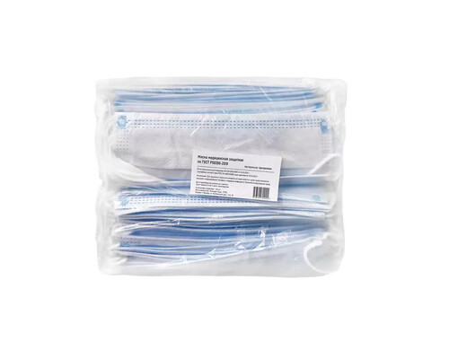 Маска медицинская 3-х слойная голубая 100 шт.