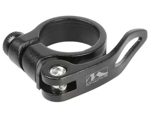 Эксцентрик подседельный хомут 34,9мм алюминиевый АНОДИРОВАННЫЙчерный (на блистере) M-WAVE