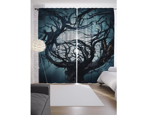Шторы JoyArty с фотопечатью "Устрашающее дерево" из сатена, 290х265 см