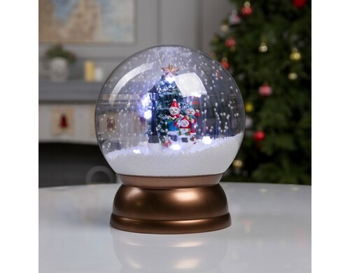 Снежный шар Luazon Lighting Снеговики и елка 9482566 21,5 см