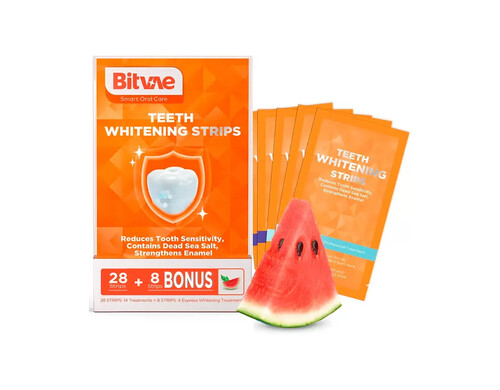 Полоски для отбеливания зубов Bitvae BV018 прозрачные, со вкусом арбуза, 36 шт