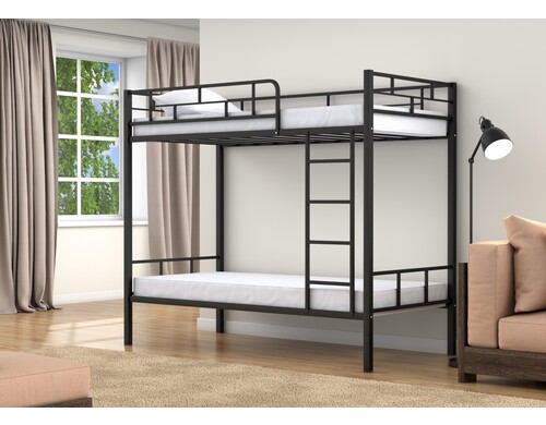 Двухъярусная кровать 4 Сезона металлическая Валенсия Черная
