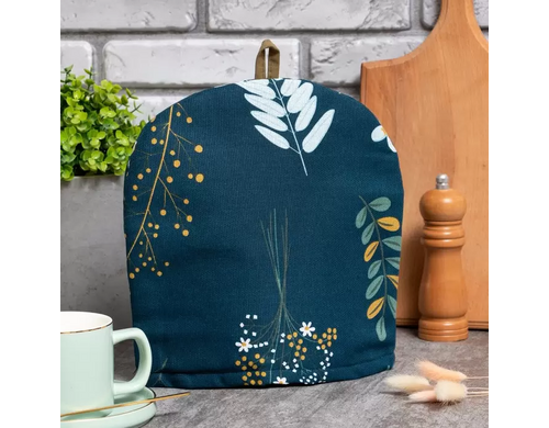 Грелка на чайник Доляна Twilight forest 28х28 см, 100% хлопок, рогожка 164 г/м2