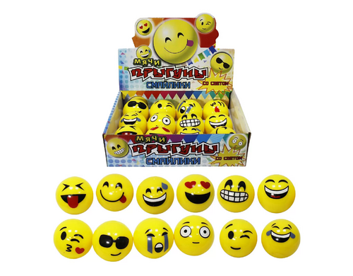 Мяч-прыгун Смайлик со светом 1Toy 5 см 1 шт в ассортименте