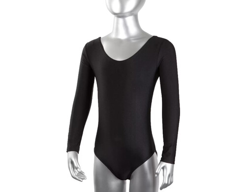 Купальник гимнастический длинный рукав лайкра черный Combosport Go-010 (34)