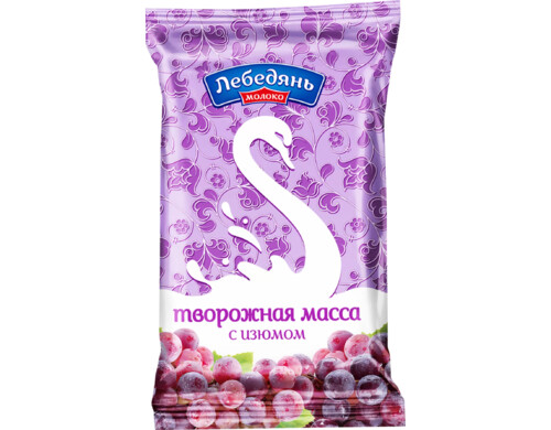 Творожная масса Лебедянь молоко с сахаром и изюмом 0% бзмж 180 г