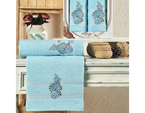 Набор Полотенец Two Dolphins 50х90 см, 70х140 см голубой
