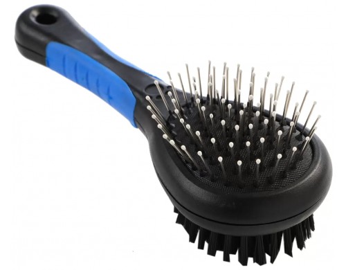 Щётка-расчёска двухсторонняя, нескользящая ручка, чёрно-синяя, 17,5 х 6,5 см