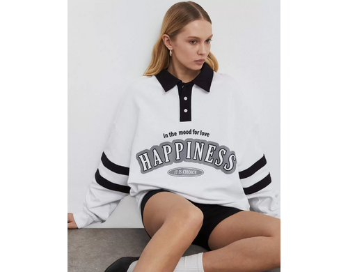 Свитшот женский Gloria Jeans GAC022582 молочный/черный XS/164