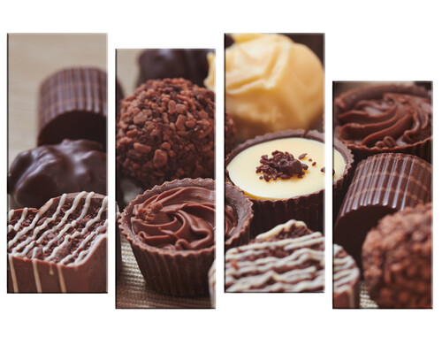 Модульная картина Шоколадные конфеты. В кухню. PR-1221 (86x53см). Натуральный холст