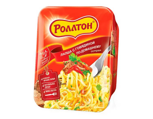 Лапша Роллтон со вкусом говядины по-домашнему острая быстрого приготовления 90 г