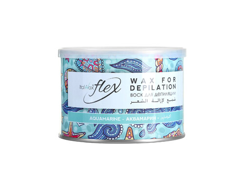 Воск для депиляции Italwax жидкий теплый в банке, удаление волос для ног Аквамарин, 400 мл