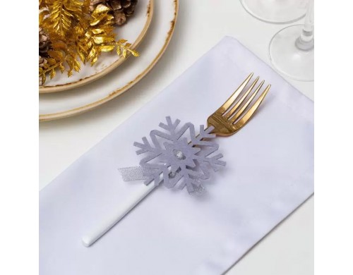 Набор для декора столовых предметов «Снежинка»,4 шт, серый 7х8 см 100% п/э, фетр