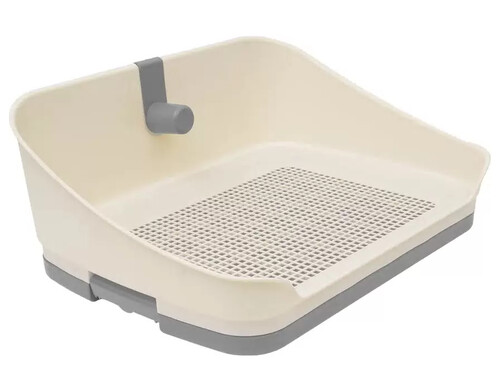 Туалет ZooOne для собак, с высоким бортом, боковым столбиком, (S) 51х38х21 см, серый