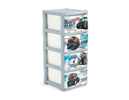 Комод Детский Супер Трак 4 Ящика (Серебристый) (1) Little Angel La4719