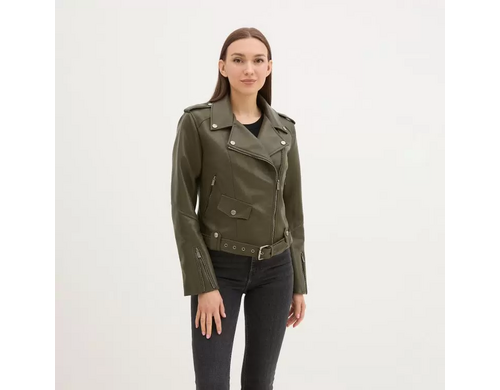 Кожаная куртка женская Calzetti DELIA хаки XL