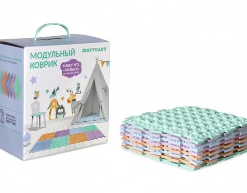 Модульный массажный коврик Ортодон ортопедический пазл набор №2 - «Малыш» ПАСТЕЛЬ