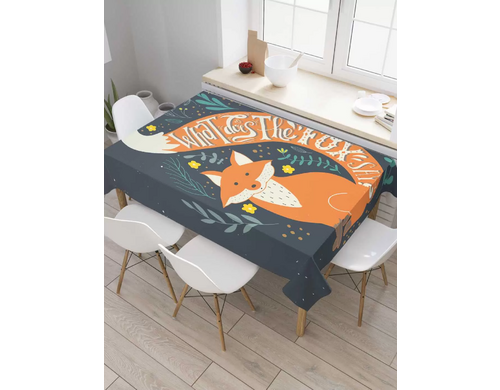 Скатерть прямоугольная JoyArty "Хвостатая лиса" из сатена, 180x145 см