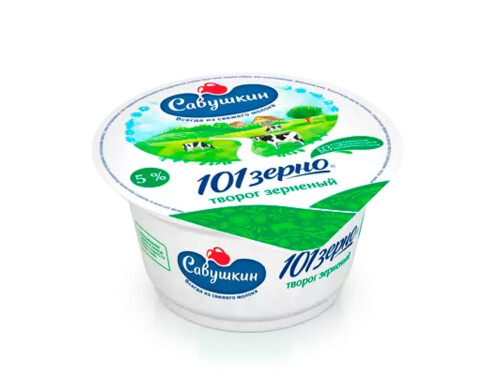 Творог Савушкин продукт 101 зерно + сливки зерненый 5%