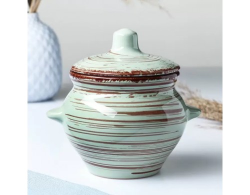 Горшок для жаркого Борисовская керамика №5 с ручками мята 14 см 500 мл