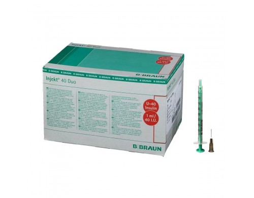 Комплект Шприц инсулин B.Braun Инжект U40 c приложенной иглой 0,45х12 мм х 100 шт