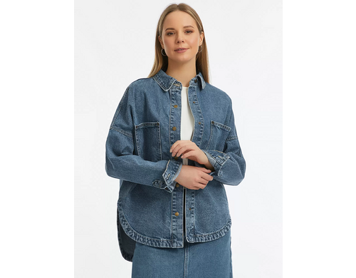 Джинсовая куртка женская oodji 11109049-1 синяя 38/170 EU