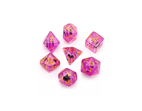 Набор кубиков Marhas DnD ДнД, розовый кристалл, 7 шт с мешочком