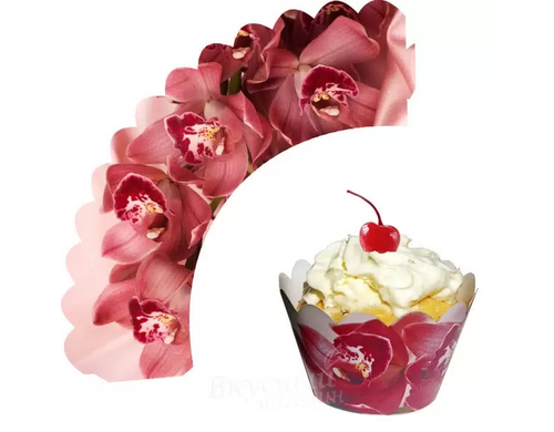 Стаканчики для капкейков Орхидеи, 6 шт.