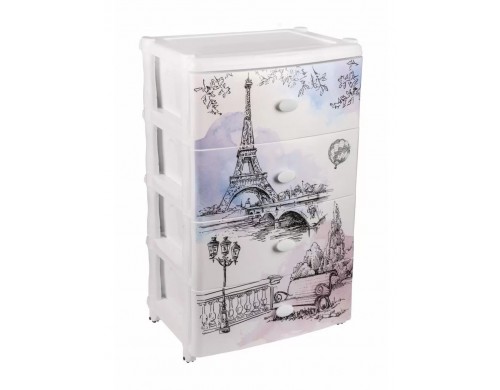 Комод Башпласт Весна в Париже, 4-х секционный широкий, М2266