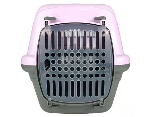 Переноска Zooexpress Турне фиолетовая с прозрачной пластиковой дверцей, M: 48х32х32 см