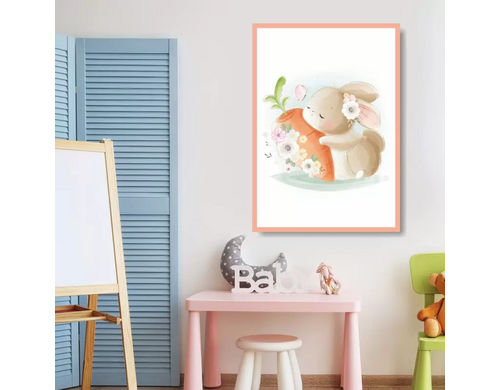Постер на стену ПолиЦентр Зайчик С Морковкой Для Детской 40х50 см