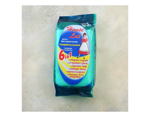 Салфетки влажные House Lux 6 в 1, антибактериальные, универсальные, 80 шт