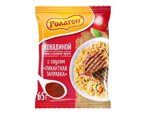 Вермишель Роллтон с говядиной и соусом Пикантная заправка 65 г